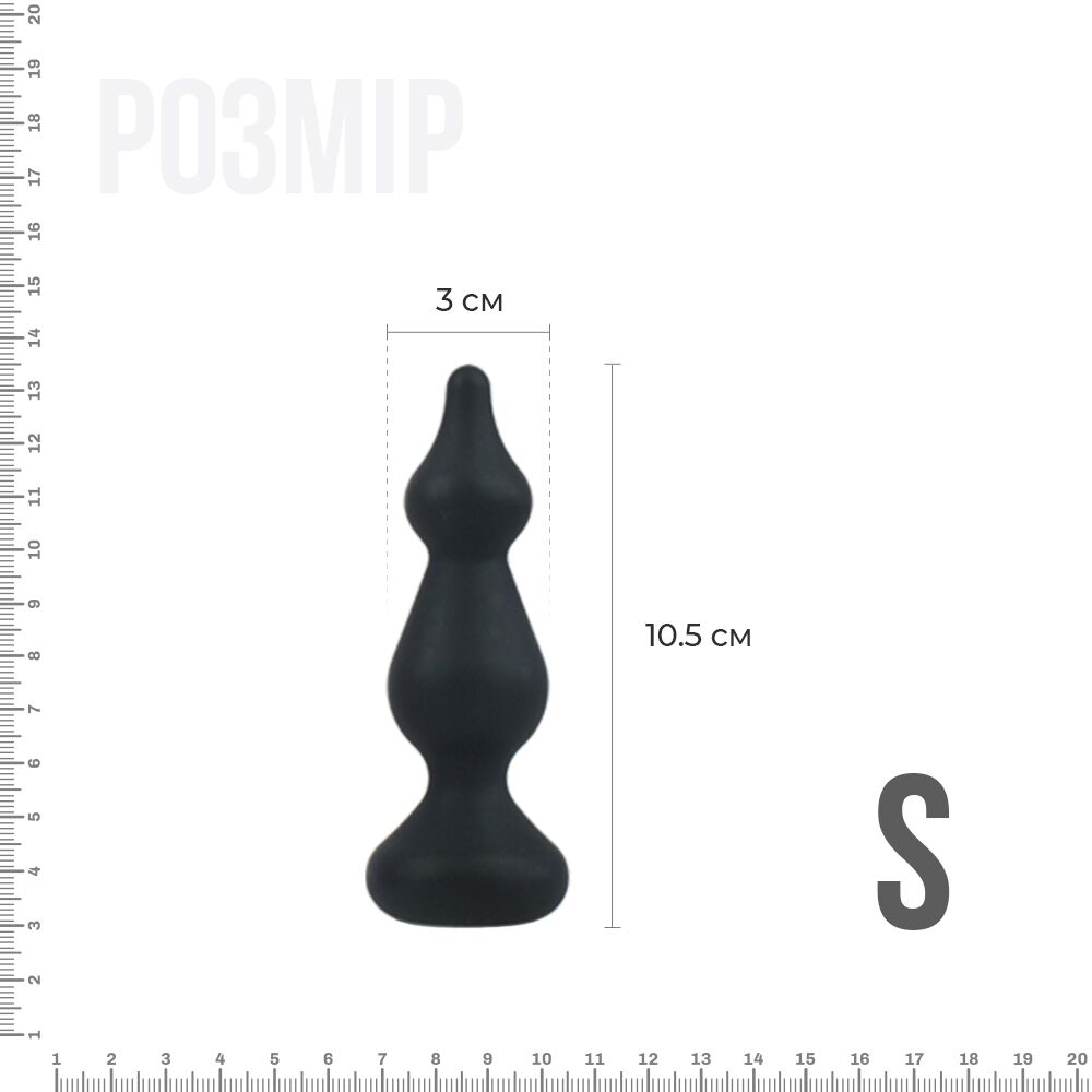 Анальна пробка adrien lastic amuse mini black (s) з двома переходами, макс. діаметр 3 см Анальна пробка adrien lastic amuse mini black (s) з двома переходами, макс. діаметр 3 см