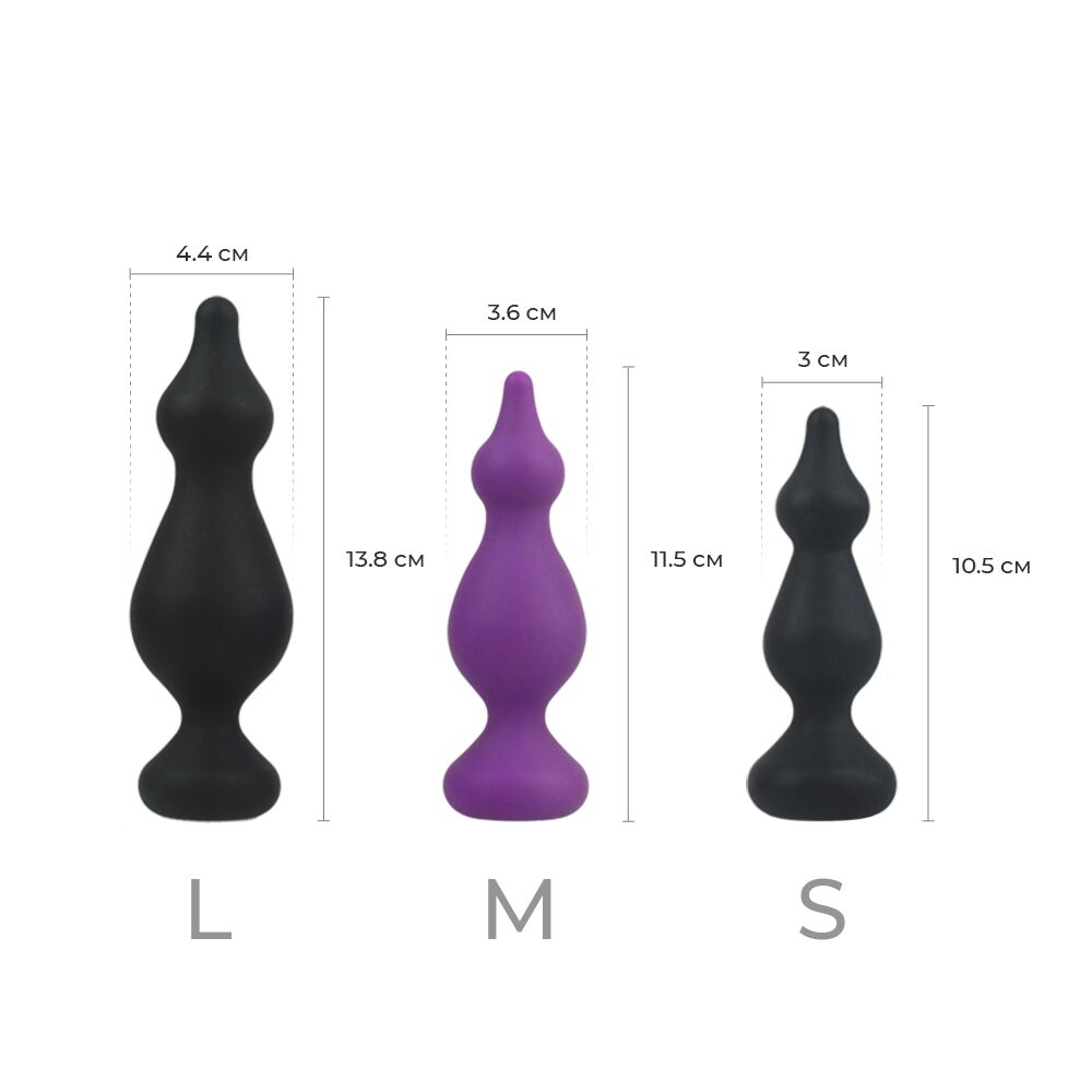 Анальна пробка adrien lastic amuse mini black (s) з двома переходами, макс. діаметр 3 см Анальна пробка adrien lastic amuse mini black (s) з двома переходами, макс. діаметр 3 см