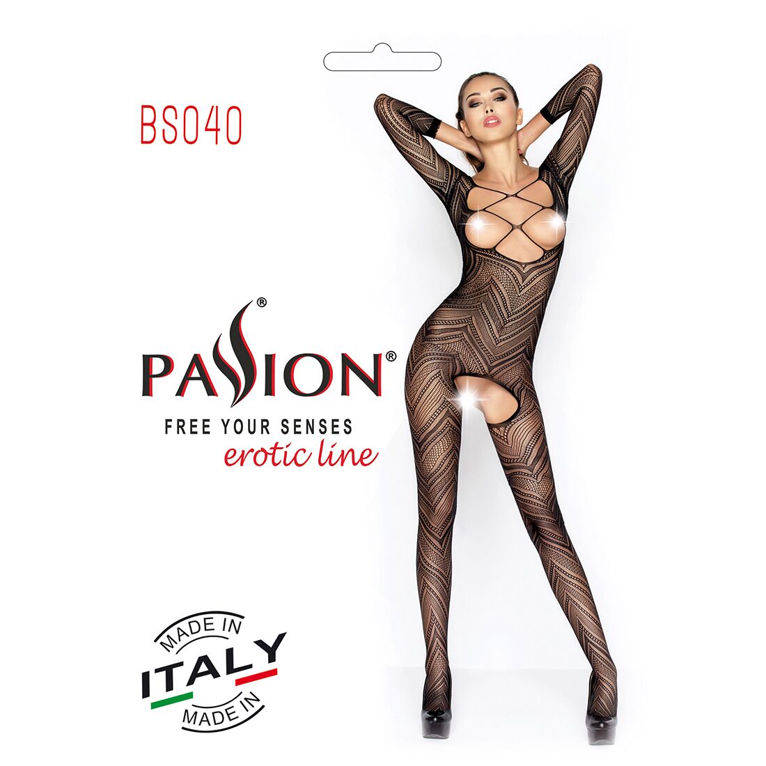 Бодістокінг passion bs040 black, комбінезон з відкритими грудьми Бодістокінг passion bs040 black, комбінезон з відкритими грудьми