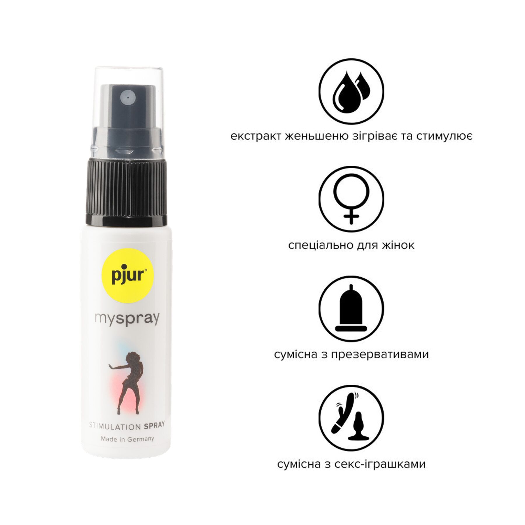 Збуджувальний спрей для жінок pjur myspray 20 мл, з екстрактом алое, ефект поколювання Збуджувальний спрей для жінок pjur myspray 20 мл, з екстрактом алое, ефект поколювання