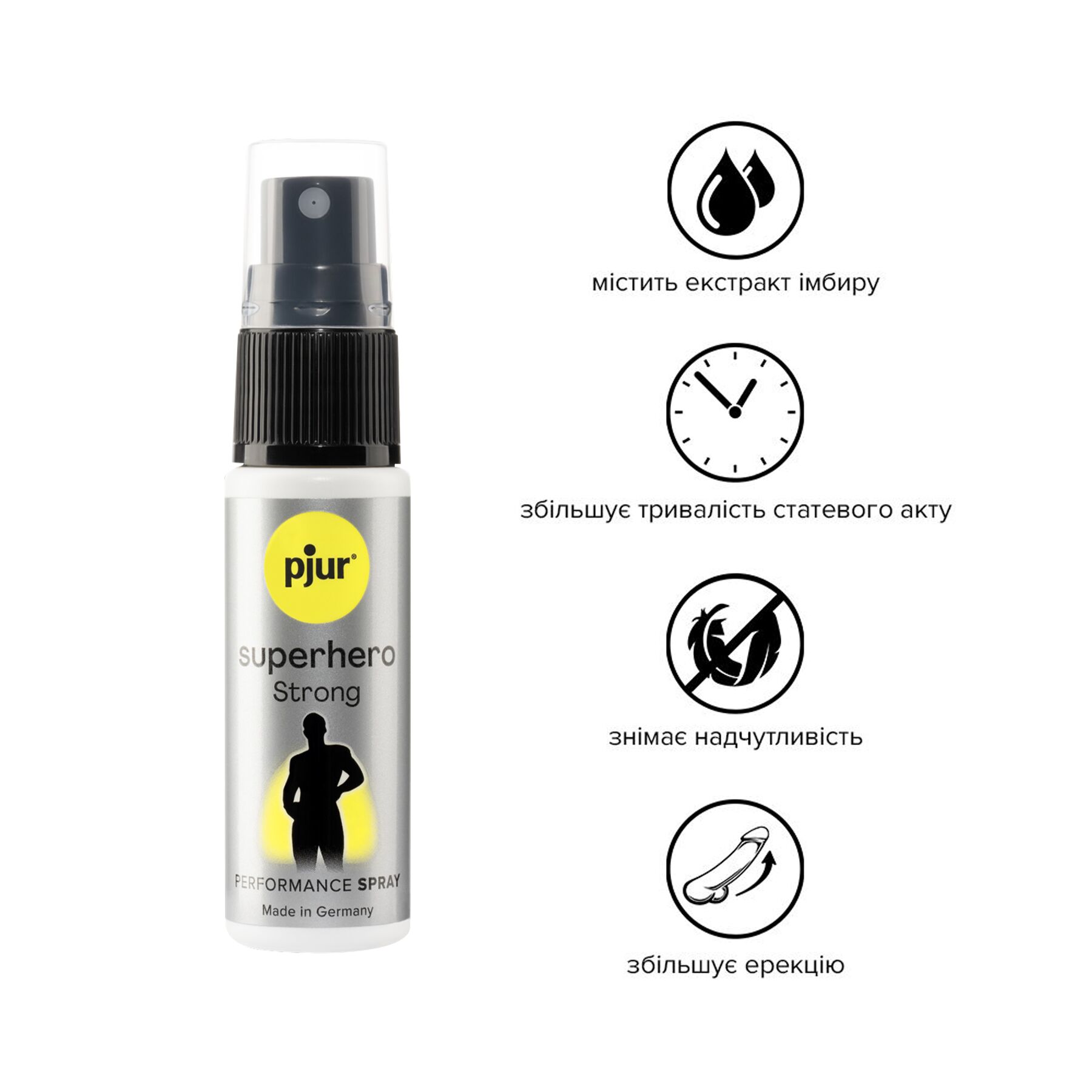 Спрей пролонгатор pjur superhero strong spray 20 ml, з екстрактом імбиру, без анестетиків