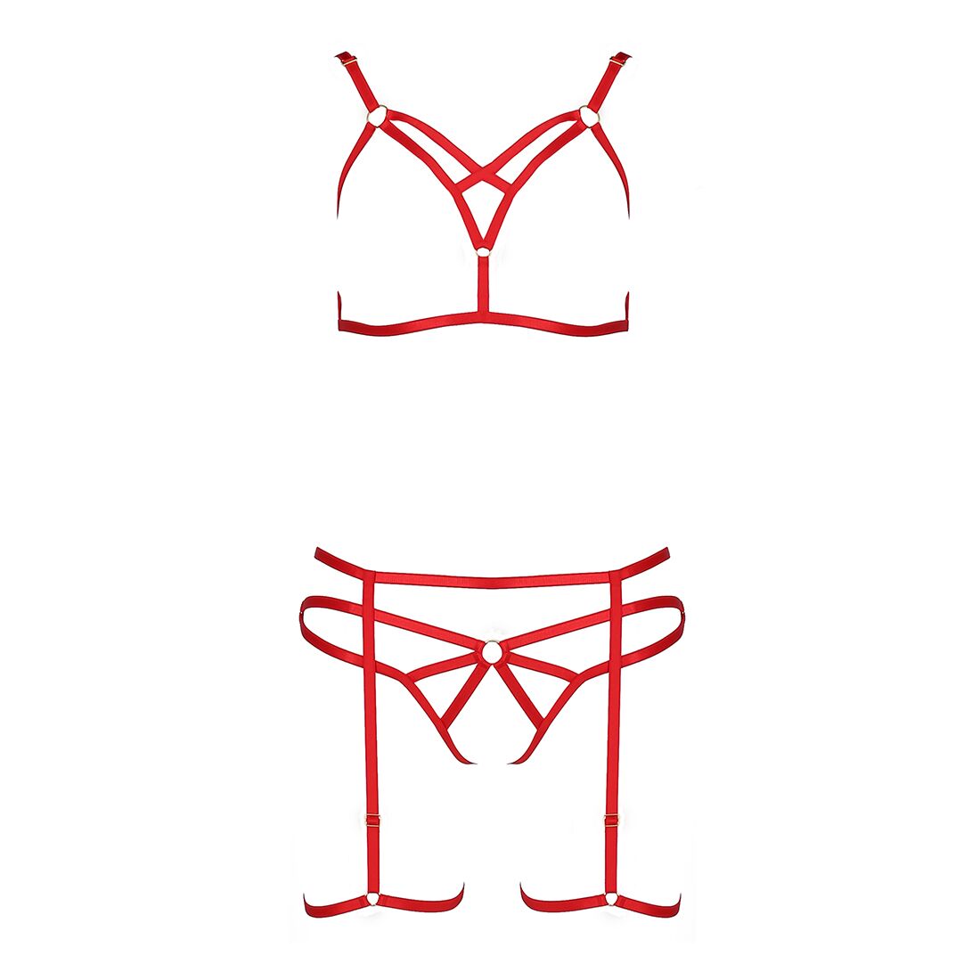 Комплект білизни passion exclusive magali set openbra l/xl, red, стрепи, ліф, трусики і пояс Комплект білизни passion exclusive magali set openbra l/xl, red, стрепи, ліф, трусики і пояс