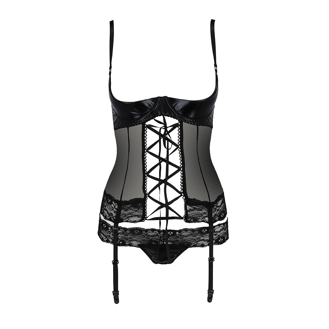 Корсет з відкритими грудьми passion exclusive north corset xxl/xxxl, black, пажі, трусики, шнурівка Корсет з відкритими грудьми passion exclusive north corset xxl/xxxl, black, пажі, трусики, шнурівка