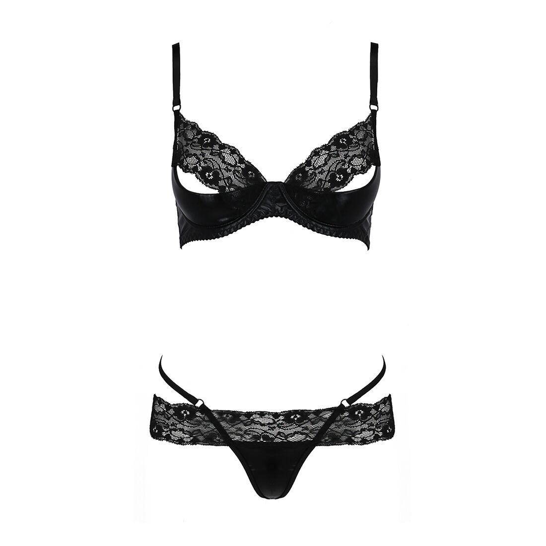Комплект білизни passion exclusive north set xxl/xxxl, black, ліф і трусики з елементами під латекс Комплект білизни passion exclusive north set xxl/xxxl, black, ліф і трусики з елементами під латекс