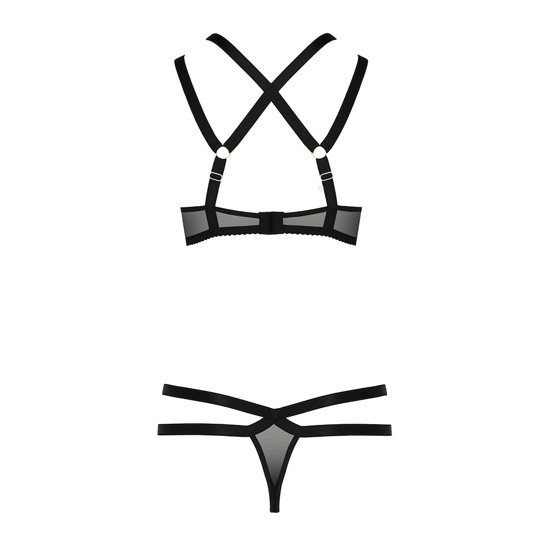 Комплект білизни passion exclusive hagar set l/xl, black, стрепи трусики та ліф Комплект білизни passion exclusive hagar set l/xl, black, стрепи трусики та ліф