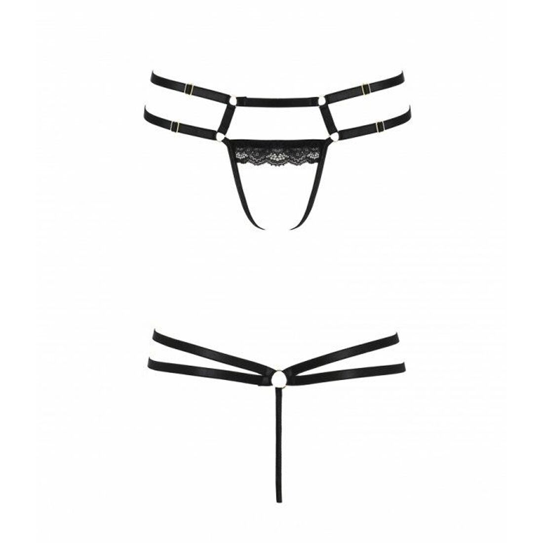 Трусики стрінги зі стреп з мереживом passion exclusive lorry thong s/m, black Трусики стрінги зі стреп з мереживом passion exclusive lorry thong s/m, black