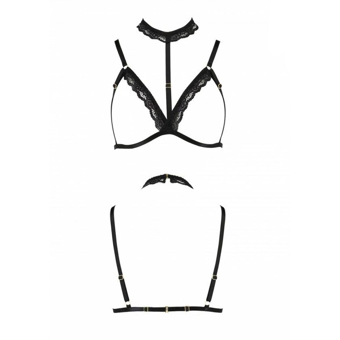 Бюстгальтер стрепи з чокером passion exclusive shelly bra l/xl, black Бюстгальтер стрепи з чокером passion exclusive shelly bra l/xl, black