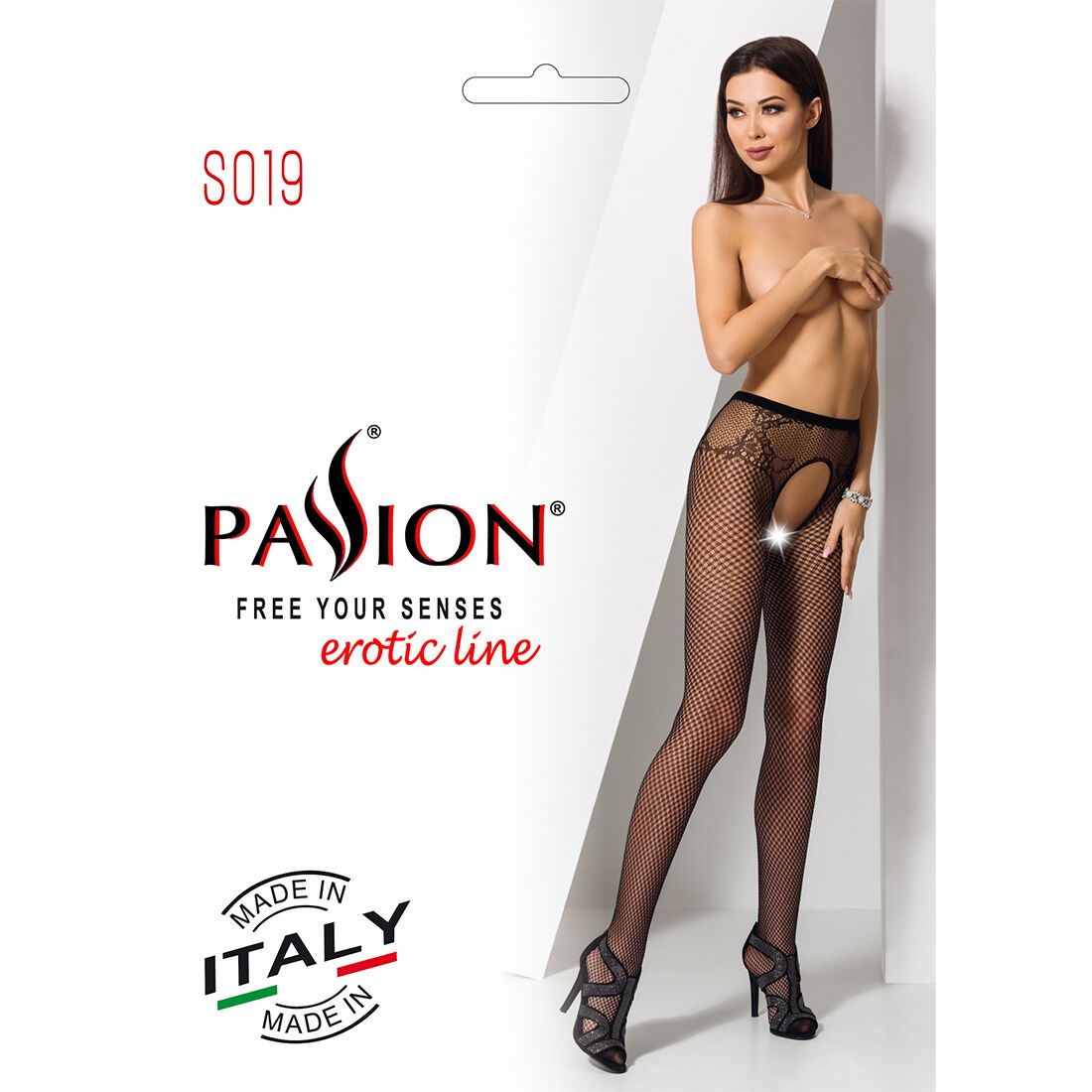 Сітчасті колготки бодістокінги passion s019 one size, black, імітація трусиків, відкритий доступ Сітчасті колготки бодістокінги passion s019 one size, black, імітація трусиків, відкритий доступ