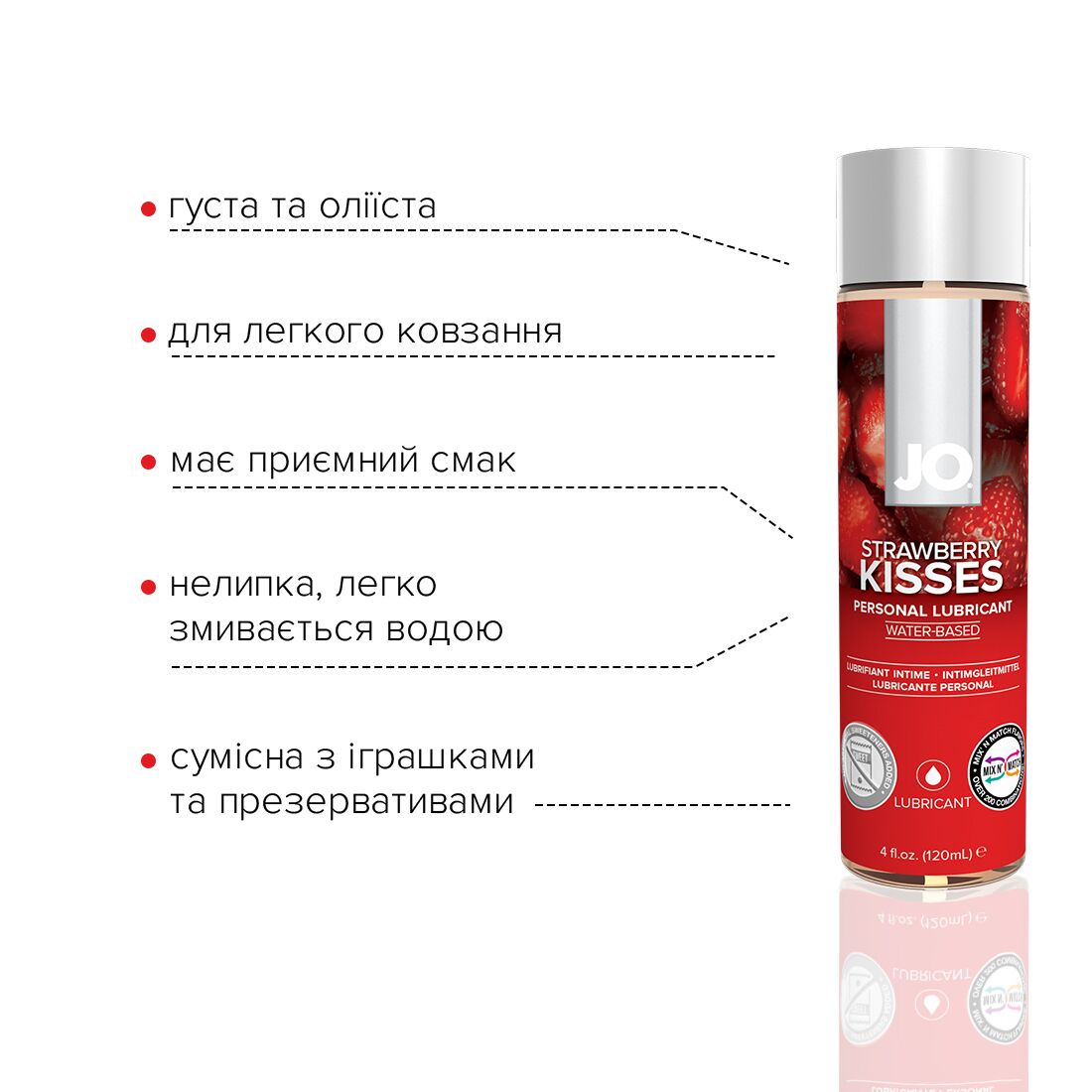 Змазка на водній основі jo h2o — strawberry kiss (120 мл) без цукру, рослинний гліцерин Змазка на водній основі jo h2o — strawberry kiss (120 мл) без цукру, рослинний гліцерин