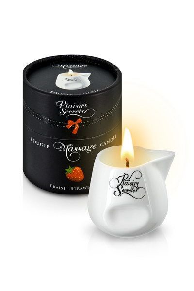 Масажна свічка plaisirs secrets strawberry (80 мл) подарункова упаковка, керамічний посуд Масажна свічка plaisirs secrets strawberry (80 мл) подарункова упаковка, керамічний посуд