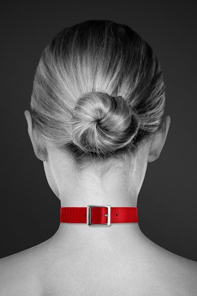 Чокер з кільцем для повідця bijoux pour toi fetish red, екошкіра Чокер з кільцем для повідця bijoux pour toi fetish red, екошкіра