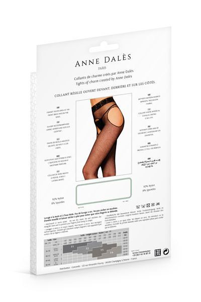 Колготки панчохи з поясом anne de ales morgane t2 black, дрібна сіточка, з доступом Колготки панчохи з поясом anne de ales morgane t2 black, дрібна сіточка, з доступом