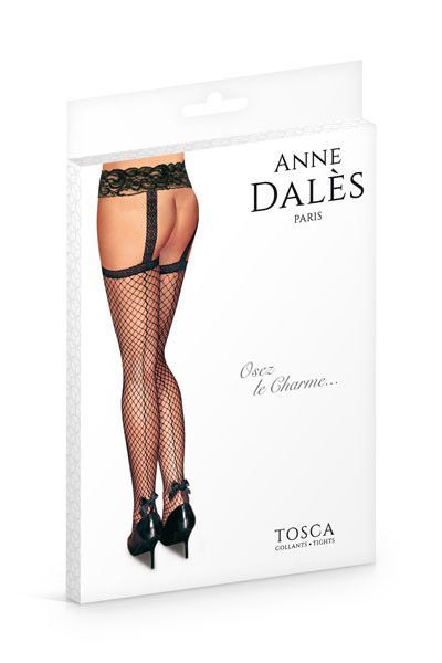 Панчохи з поясом anne de ales tosca t2 black, середня сіточка, ззаду стрілки, мереживний пояс Панчохи з поясом anne de ales tosca t2 black, середня сіточка, ззаду стрілки, мереживний пояс