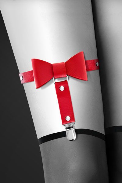 Гартер на ногу bijoux pour toi with bow red, сексуальна підв'язка з бантиком, екошкіра Гартер на ногу bijoux pour toi with bow red, сексуальна підв'язка з бантиком, екошкіра