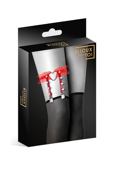 Гартер на ногу bijoux pour toi with heart and spikes red, сексуальна підв'язка з сердечком Гартер на ногу bijoux pour toi with heart and spikes red, сексуальна підв'язка з сердечком