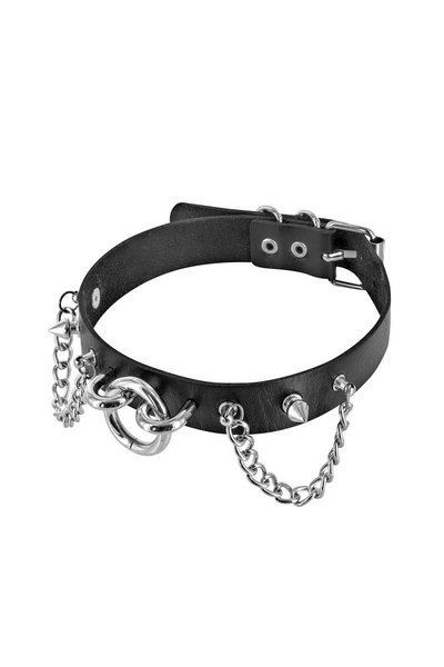Нашийник ланцюжками, шипами і кільцем fetish tentation choker rings and chains, екошкіра Нашийник ланцюжками, шипами і кільцем fetish tentation choker rings and chains, екошкіра