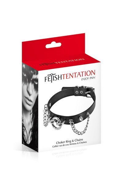 Нашийник ланцюжками, шипами і кільцем fetish tentation choker rings and chains, екошкіра Нашийник ланцюжками, шипами і кільцем fetish tentation choker rings and chains, екошкіра