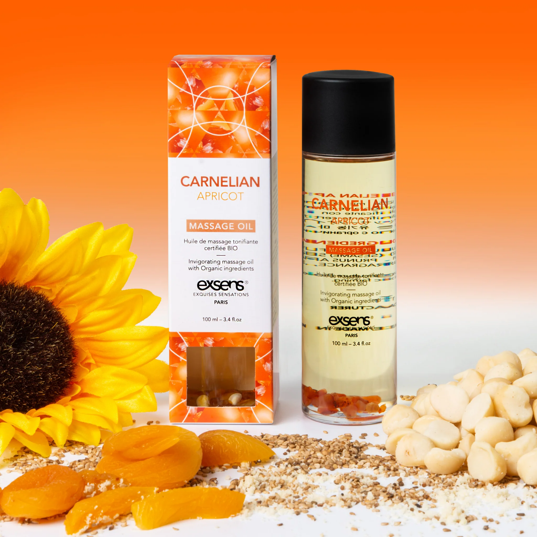 Масажна олія exsens carnelian apricot (бадьорна з сердоліком) 100мл, натуральна Масажна олія exsens carnelian apricot (бадьорна з сердоліком) 100мл, натуральна