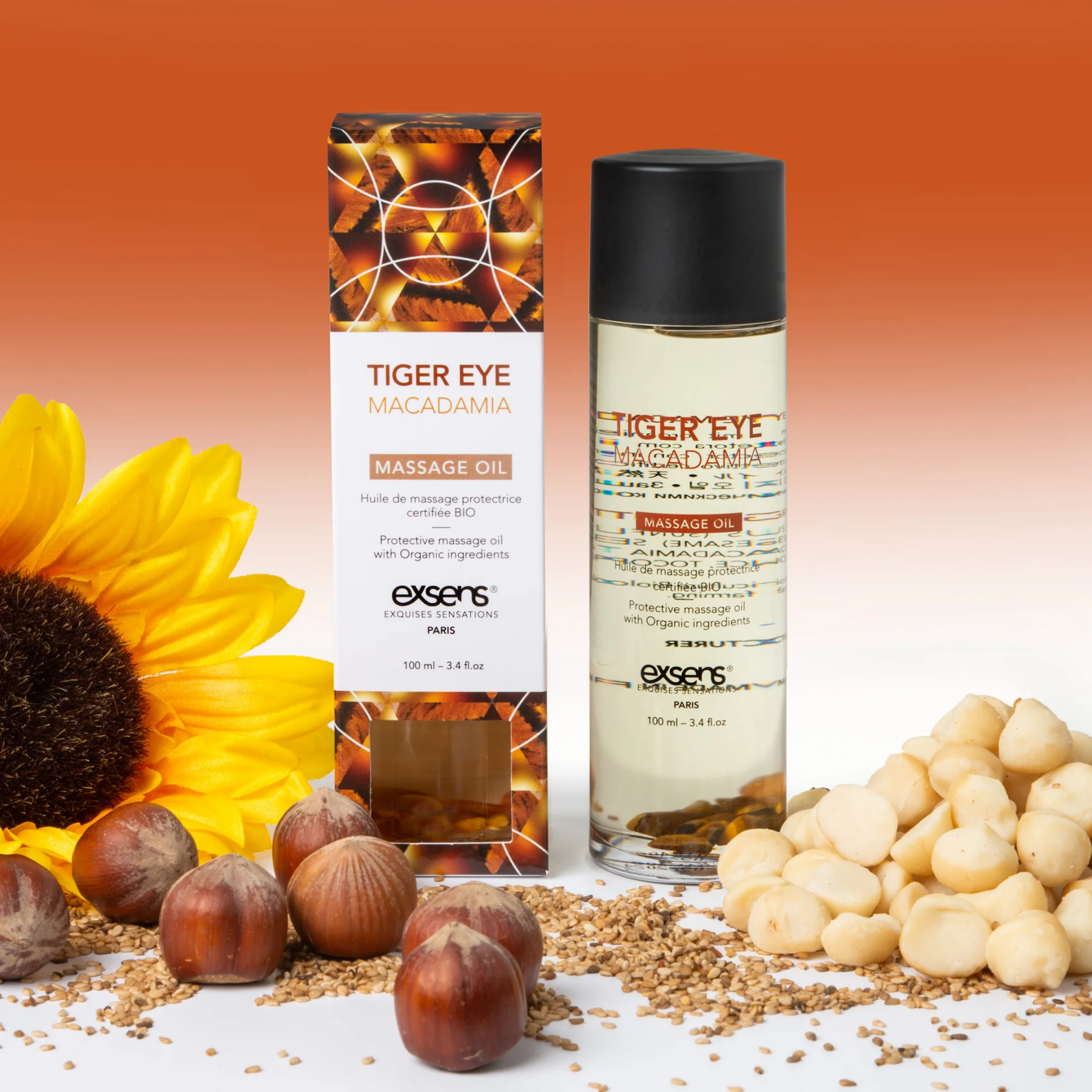 Масажна олія exsens tiger eye macadamia (захист з тигровим оком) 100мл, натуральна Масажна олія exsens tiger eye macadamia (захист з тигровим оком) 100мл, натуральна