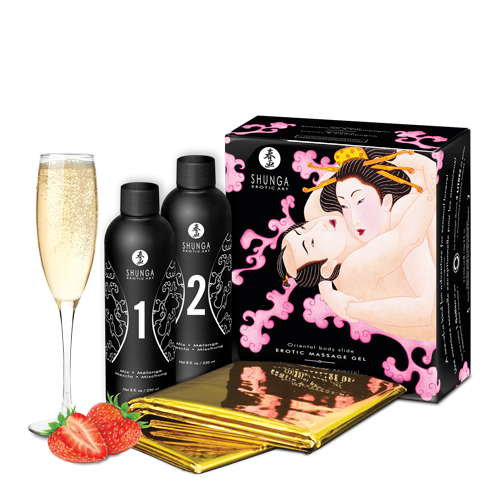 Гель для nuru масажу shunga oriental body to body – sparkling strawberry wine плюс простирадло Гель для nuru масажу shunga oriental body to body – sparkling strawberry wine плюс простирадло