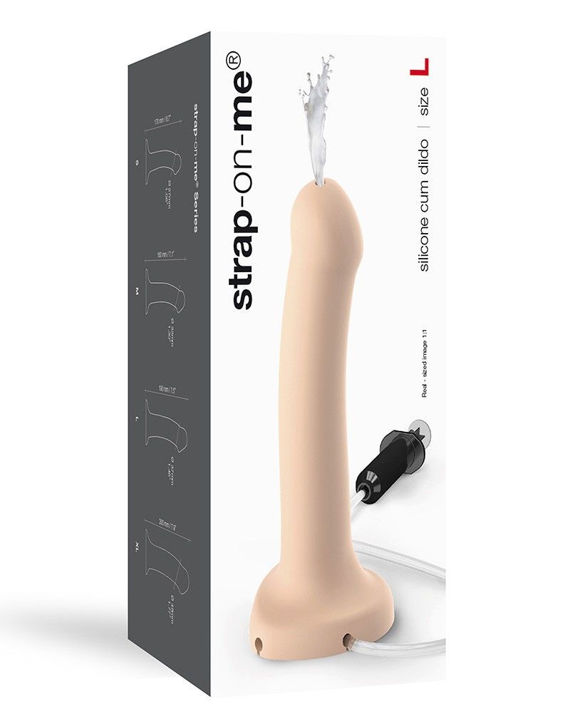 Фалоімітатор, що кінчає strap on me dildo cum flesh, діаметр 3,6 см, силікон, насадка для страпону Фалоімітатор, що кінчає strap on me dildo cum flesh, діаметр 3,6 см, силікон, насадка для страпону