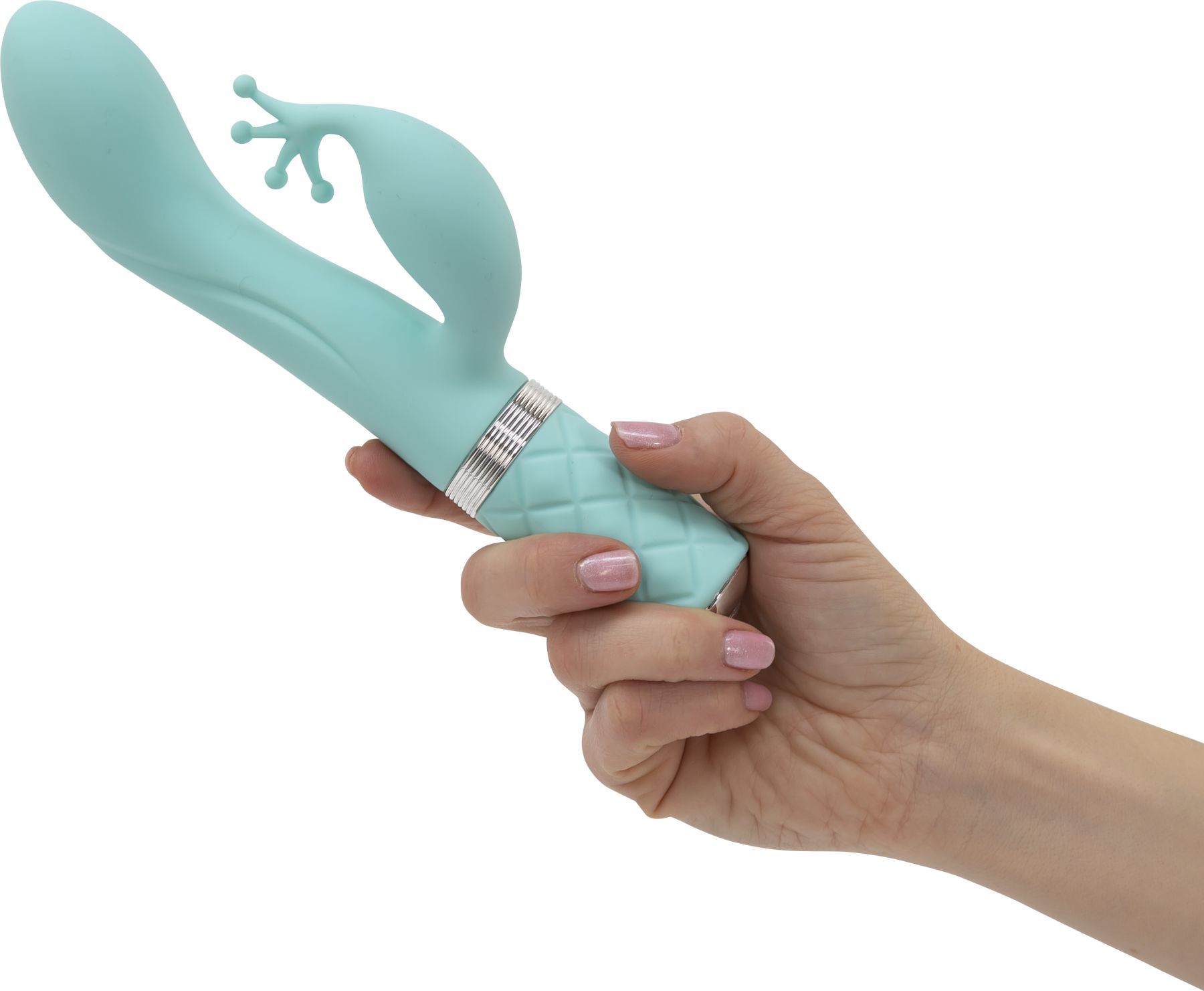 Розкішний вібратор кролик pillow talk kinky teal з кристалом Сваровські, потужний Розкішний вібратор кролик pillow talk kinky teal з кристалом Сваровські, потужний