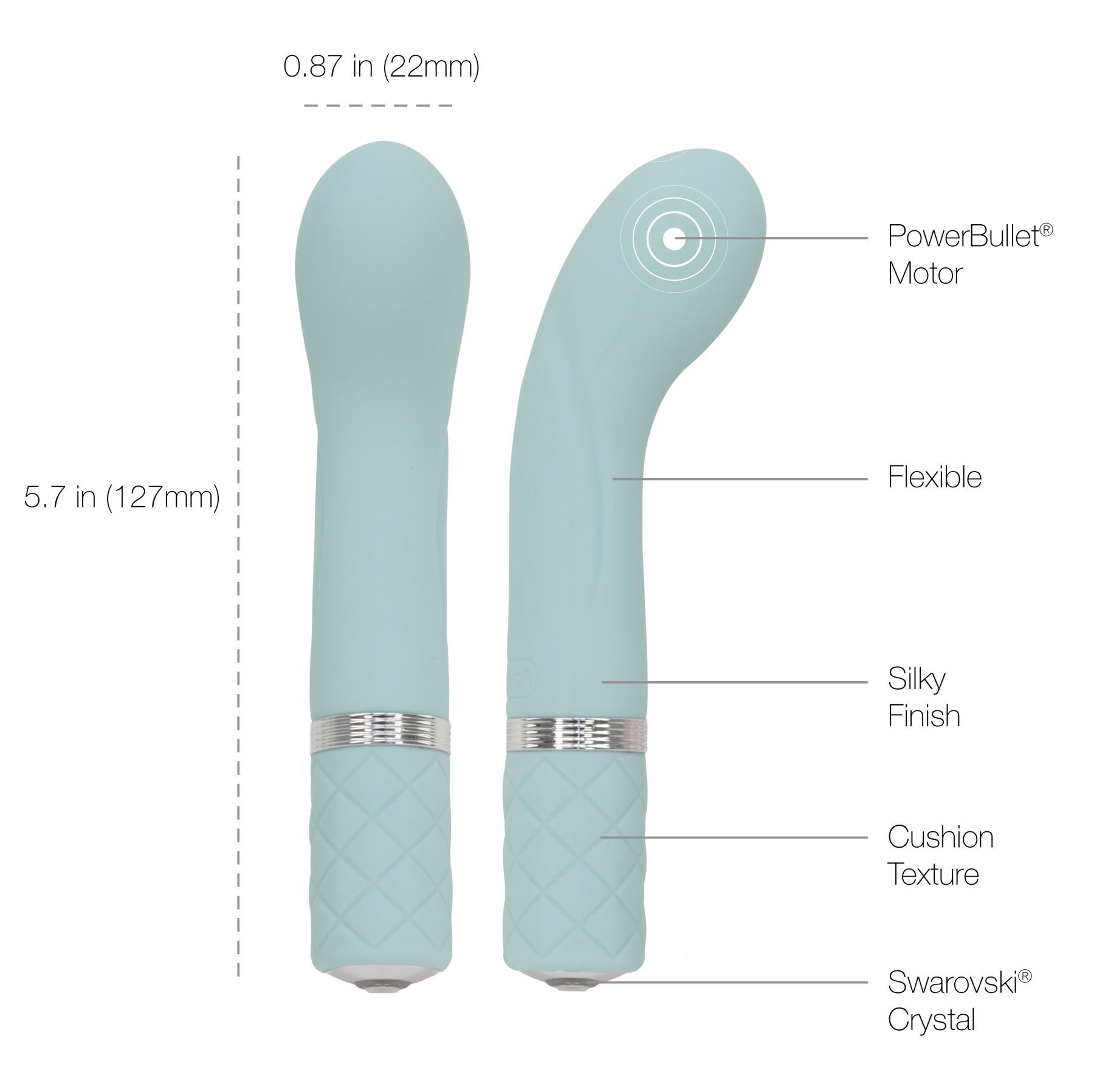 Розкішний вібратор pillow talk racy teal з кристалом swarovski для точки g, подарункове паковання Розкішний вібратор pillow talk racy teal з кристалом swarovski для точки g, подарункове паковання