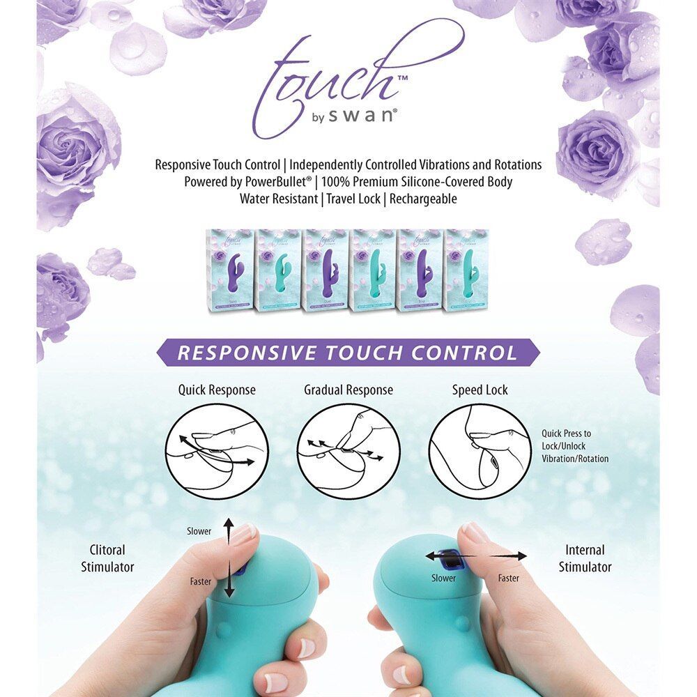 Вібратор кролик з сенсорним управлінням touch by swan solo purple, глибока вібрація, для точки g Вібратор кролик з сенсорним управлінням touch by swan solo purple, глибока вібрація, для точки g