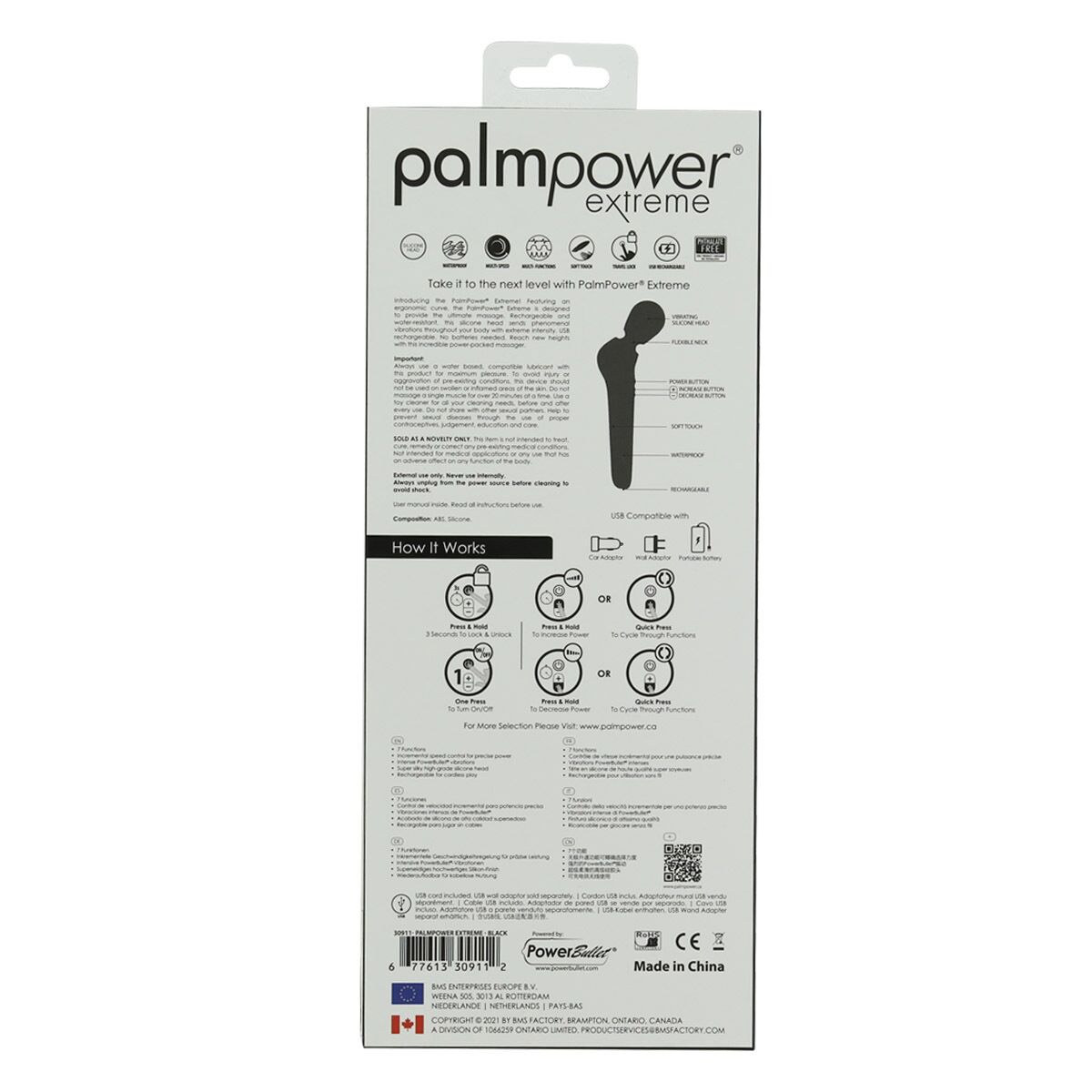 Потужний вібромасажер palmpower extreme black, 7 режимів, гнучка головка, перезаряджуваний Потужний вібромасажер palmpower extreme black, 7 режимів, гнучка головка, перезаряджуваний