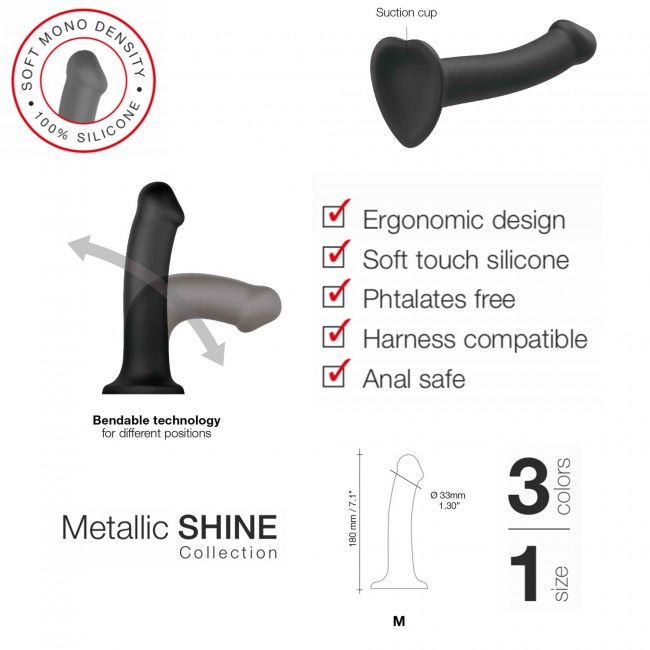 Насадка для страпону strap on me mono density dildo m blue, діам. 3,3 см, одношаровий силікон, гнучк Насадка для страпону strap on me mono density dildo m blue, діам. 3,3 см, одношаровий силікон, гнучк