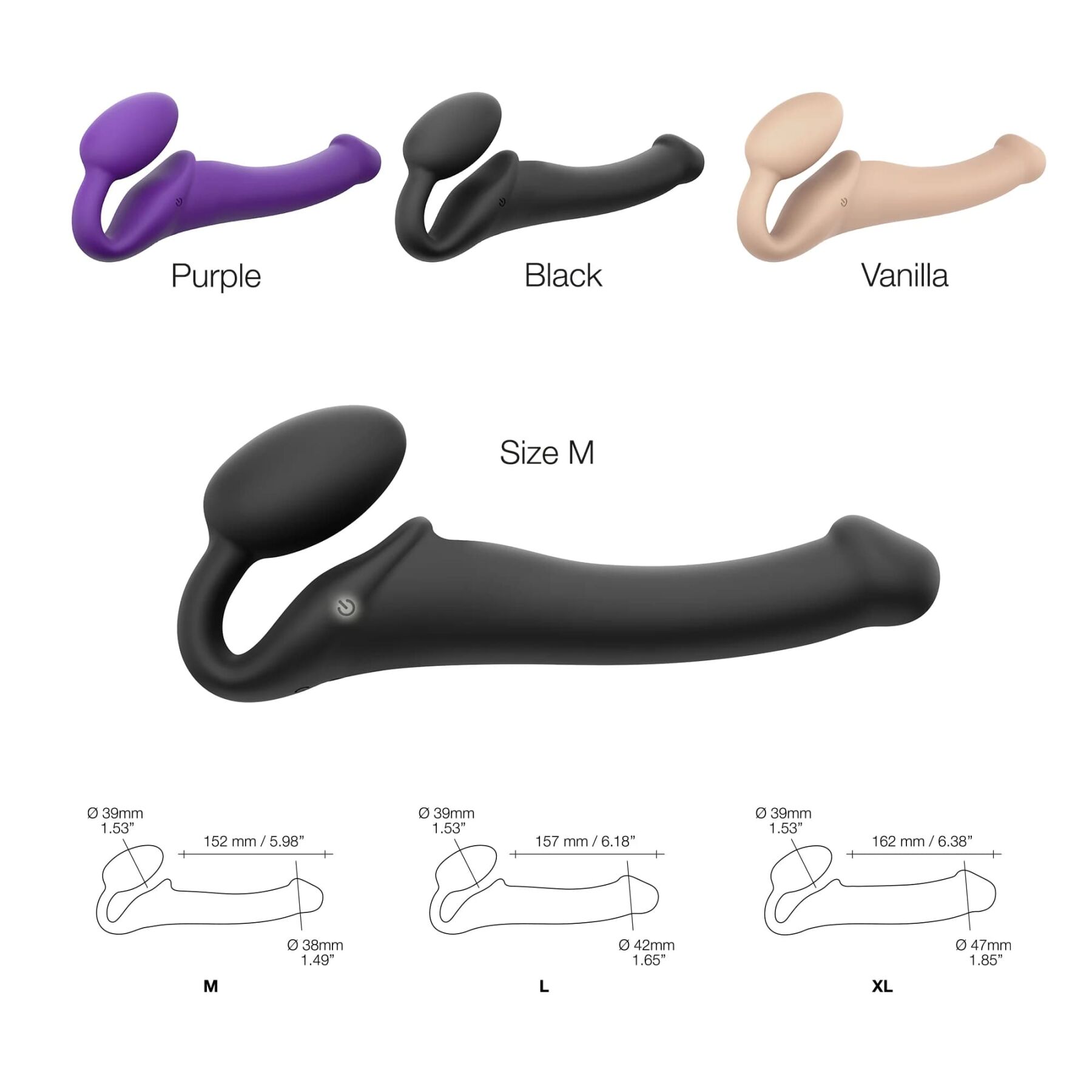 Безремінний страпон з вібрацією strap on me vibrating violet m, діаметр 3,8 см, пульт ДК, регульований Безремінний страпон з вібрацією strap on me vibrating violet m, діаметр 3,8 см, пульт ДК, регульований