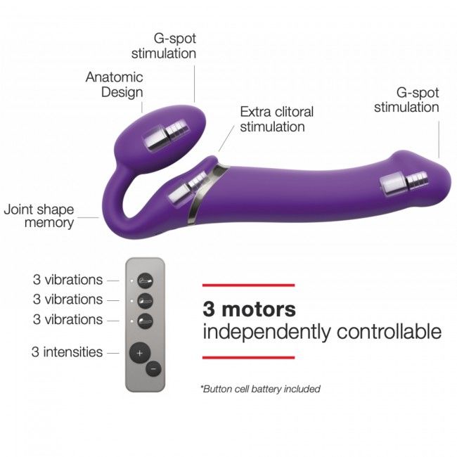 Безремінний страпон з вібрацією strap on me vibrating violet xl, діам. 4,7см, пульт ДК, регульований Безремінний страпон з вібрацією strap on me vibrating violet xl, діам. 4,7см, пульт ДК, регульований