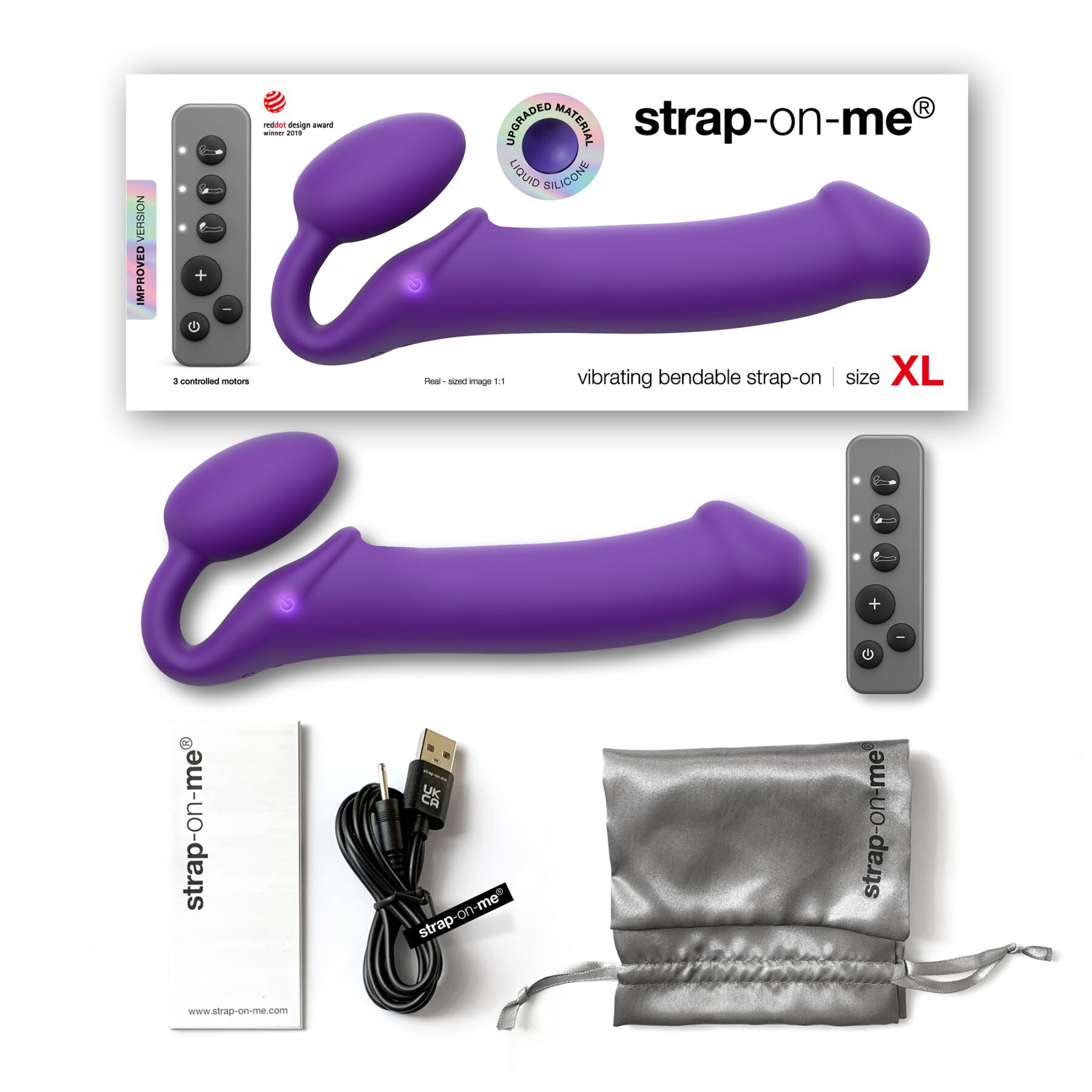 Безремінний страпон з вібрацією strap on me vibrating violet xl, діам. 4,7см, пульт ДК, регульований Безремінний страпон з вібрацією strap on me vibrating violet xl, діам. 4,7см, пульт ДК, регульований