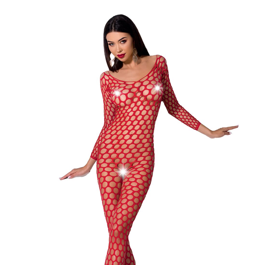 Бодістокінг з великою сіткою passion bs077 red