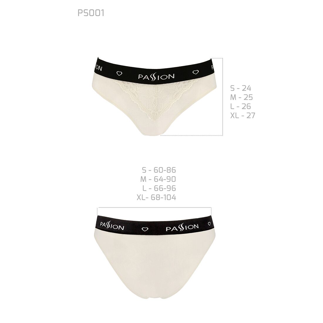 Трусики з широкою резинкою і мереживом passion ps001 panties xl, ecru Трусики з широкою резинкою і мереживом passion ps001 panties xl, ecru