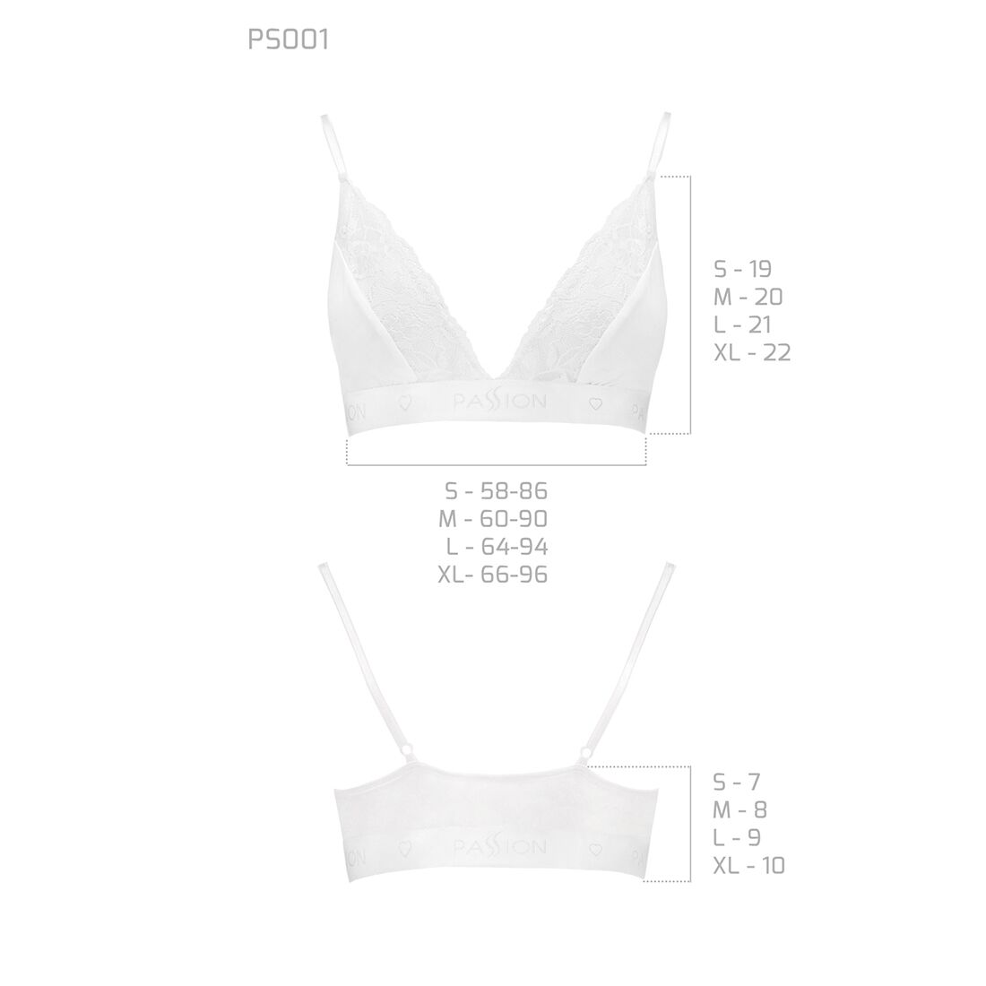 Еластичний топ з мереживом passion ps001 top xl, white Еластичний топ з мереживом passion ps001 top xl, white
