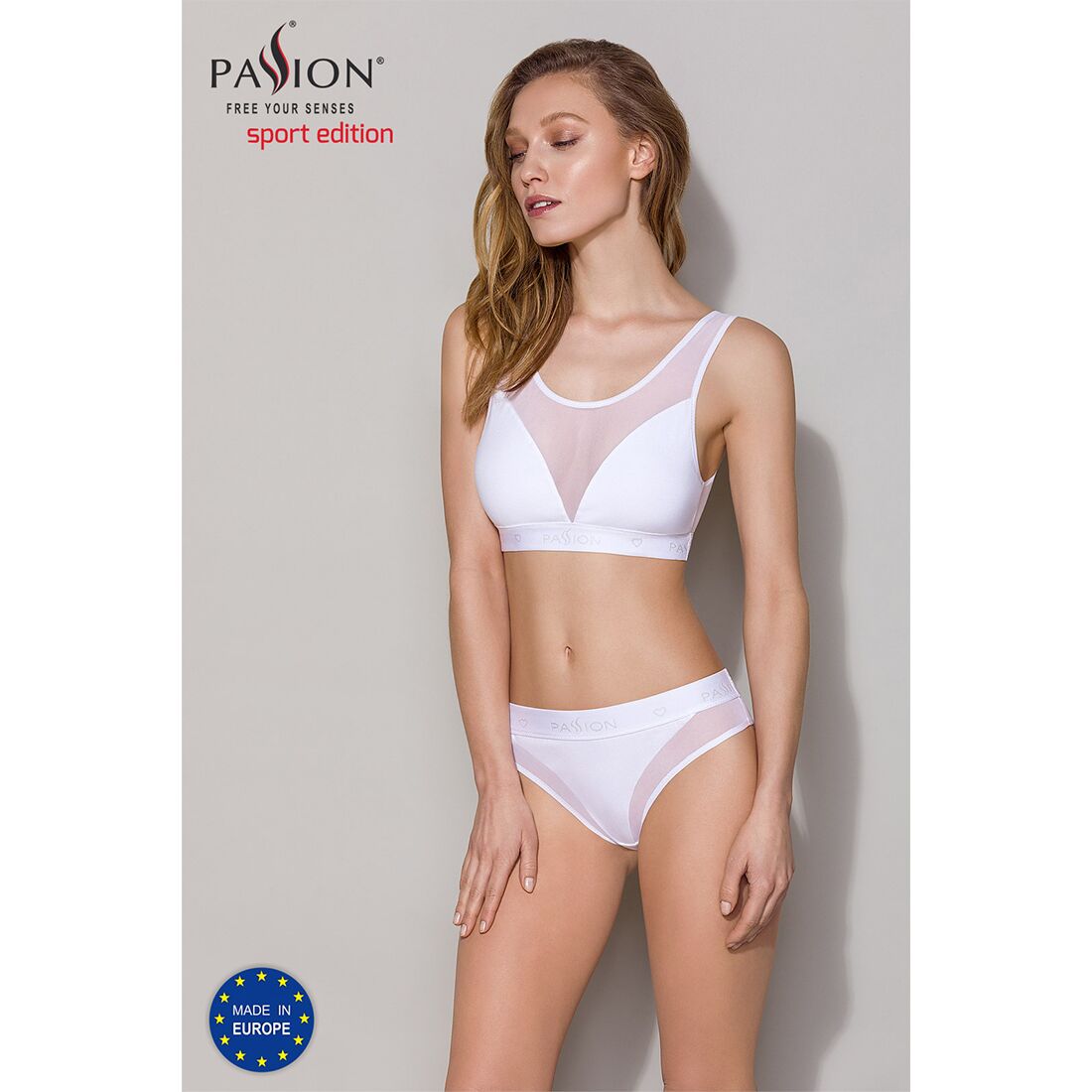 Топ з прозорою вставкою passion ps002 top m, white Топ з прозорою вставкою passion ps002 top m, white