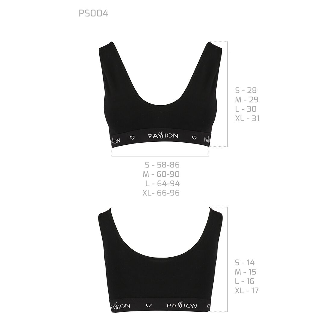 Спортивний топ з широкою гумкою passion ps004 top l, black