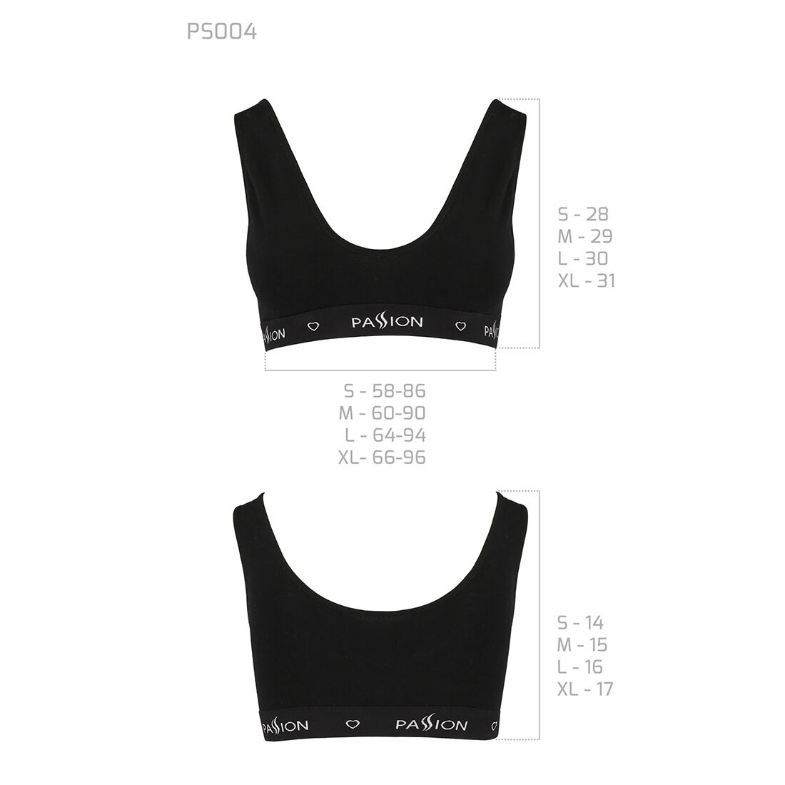 Спортивний топ з широкою гумкою passion ps004 top s, black Спортивний топ з широкою гумкою passion ps004 top s, black