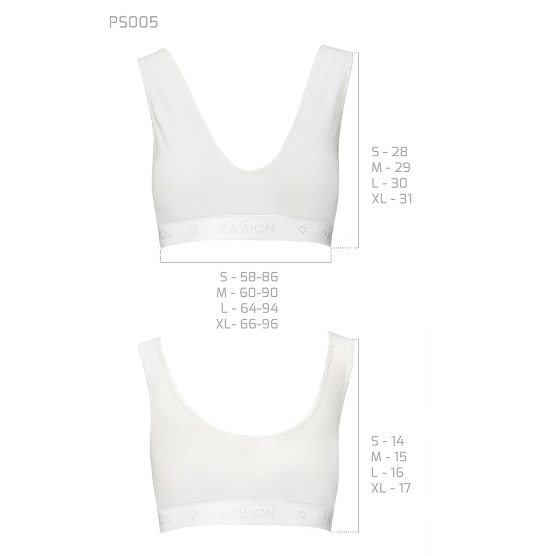 Спортивний топ з еластичної бавовни passion ps005 top s, white