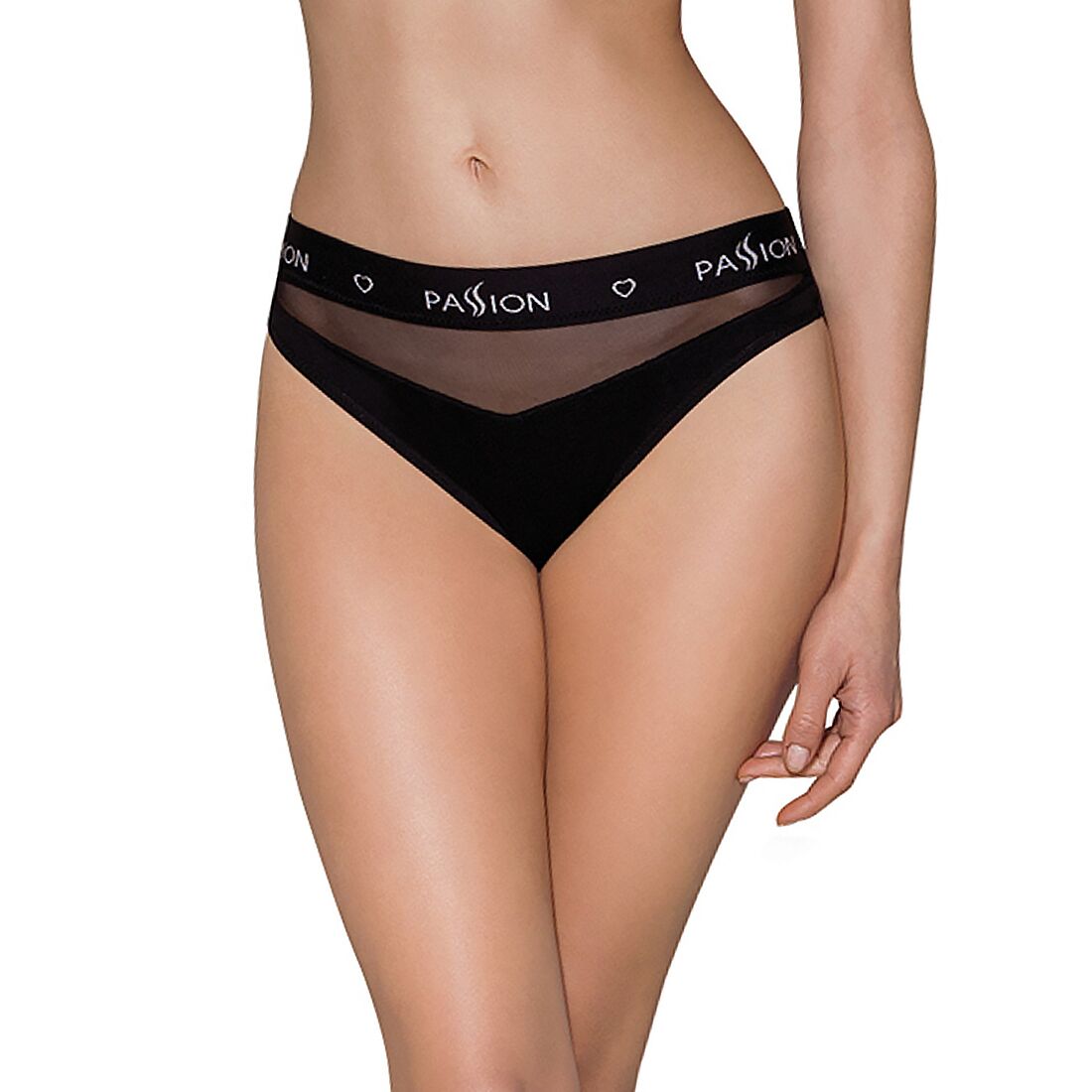 Трусики з прозорою вставкою passion ps006 panties l, black