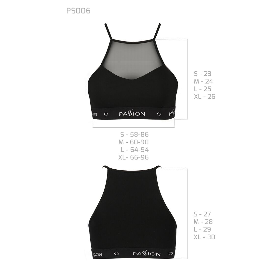 Спортивний топ з прозорою вставкою passion ps006 top l, black