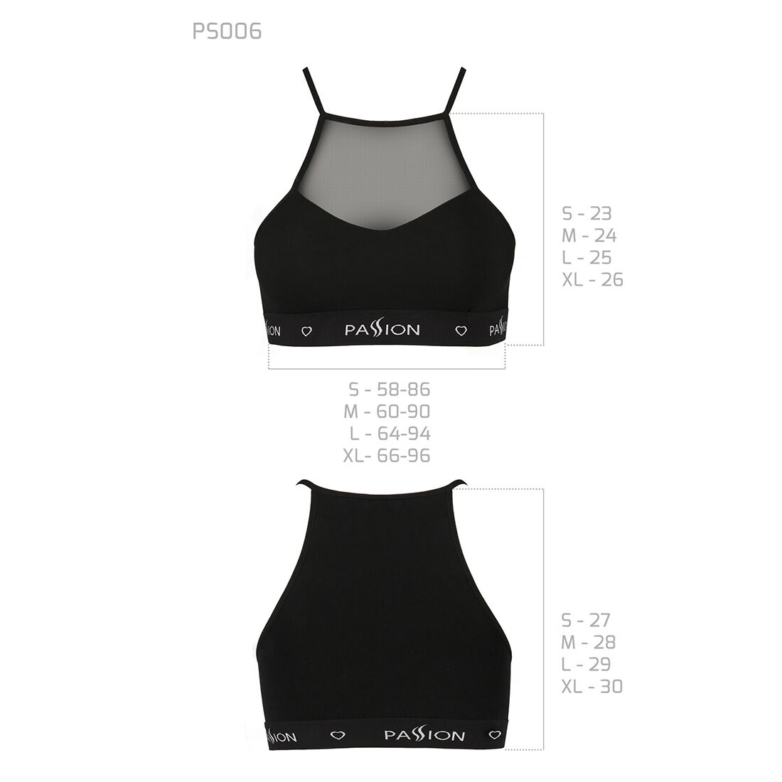 Спортивний топ з прозорою вставкою passion ps006 top s, black