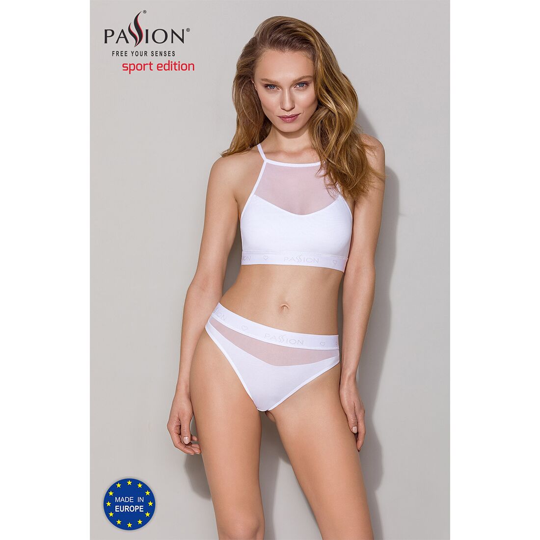 Спортивний топ з прозорою вставкою passion ps006 top l, white