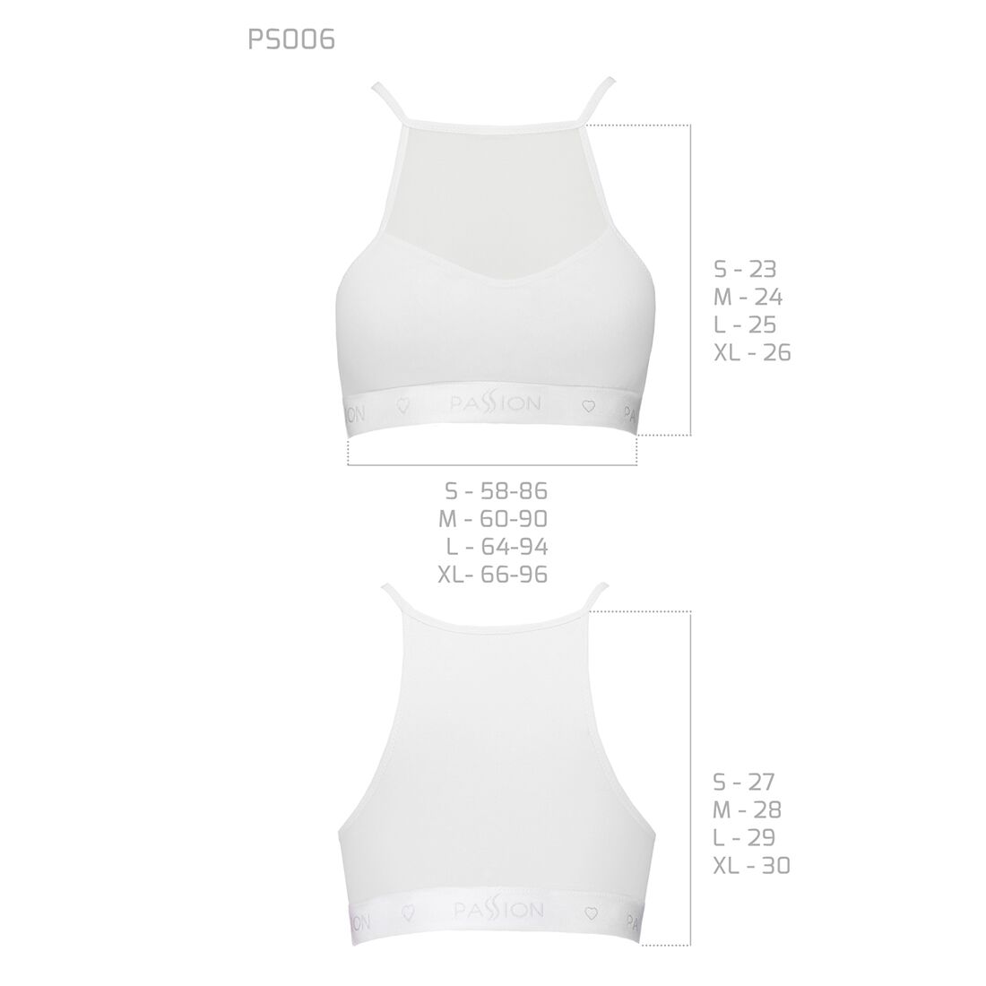 Спортивний топ з прозорою вставкою passion ps006 top l, white