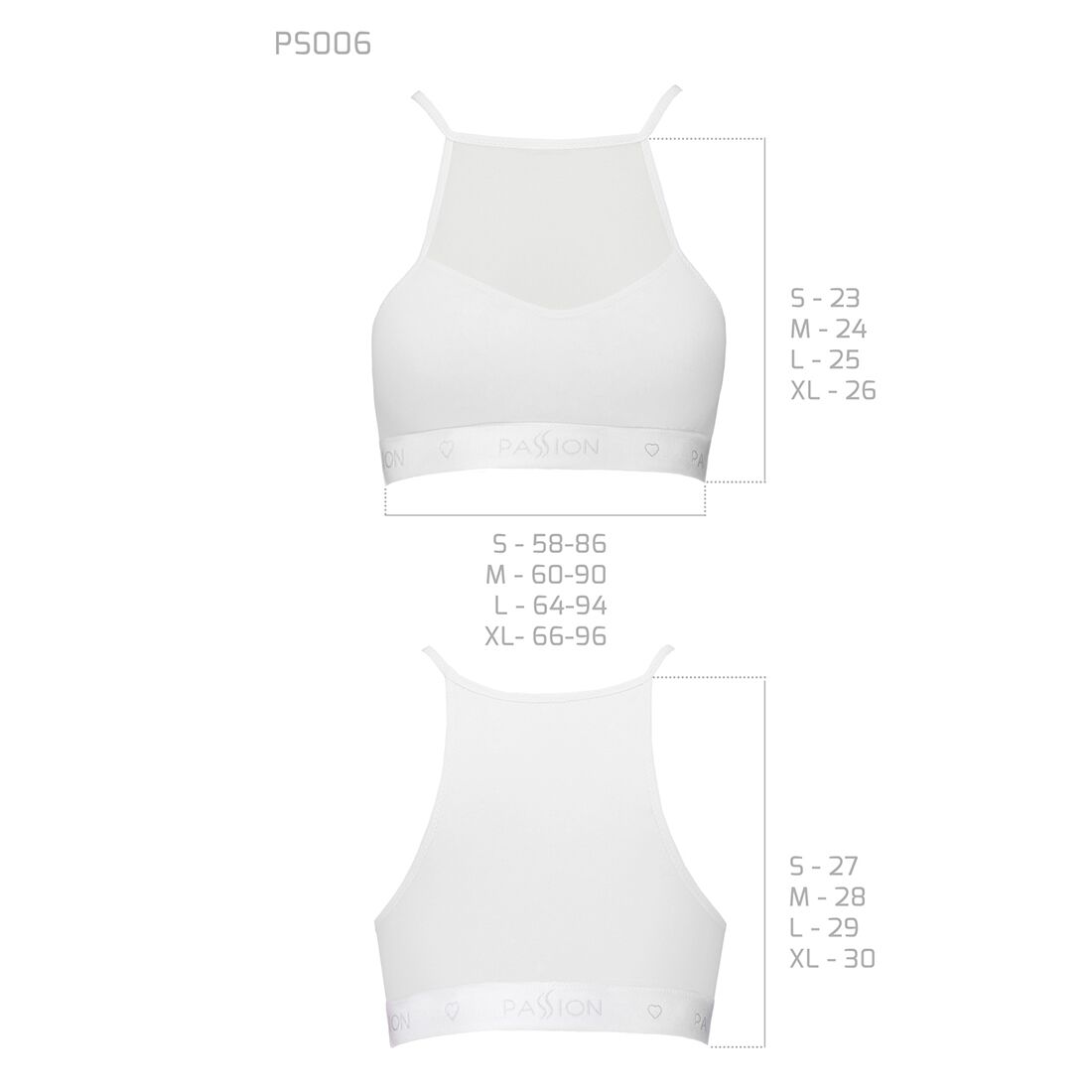 Спортивний топ з прозорою вставкою passion ps006 top s, white
