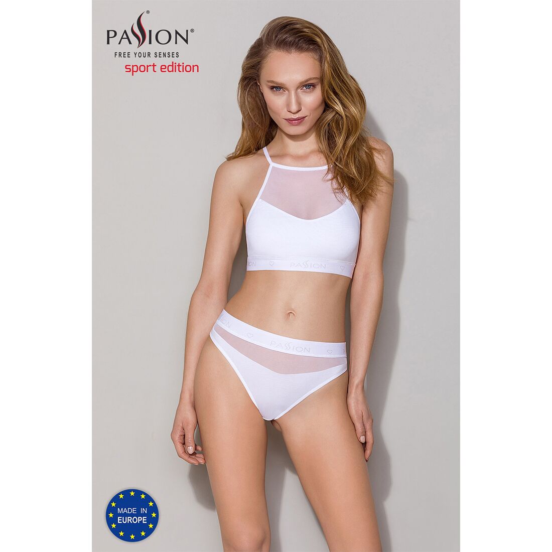 Спортивний топ з прозорою вставкою passion ps006 top s, white