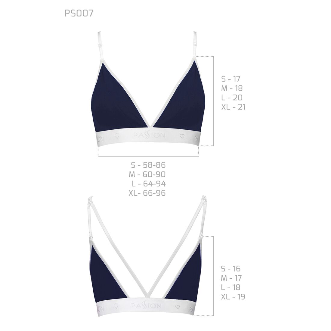 Спортивний топ з подвійними бретелями passion ps007 top l, navy blue