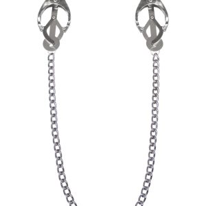 Затискачі для сосків з ланцюжком feral feelings clover nipple clamps, срібло/білий